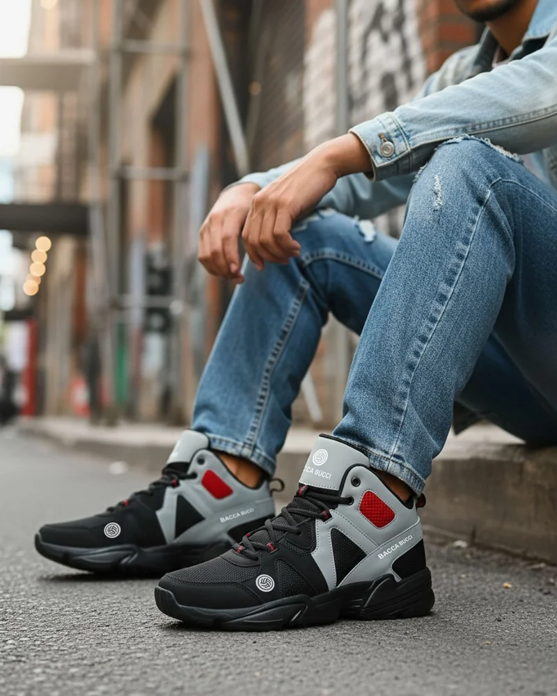 Bacca Bucci Grey Caper High Top Shoes for Men | Best Price UAE